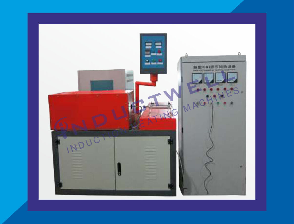 Red hot metal billet in induction forging machine for industrial forming