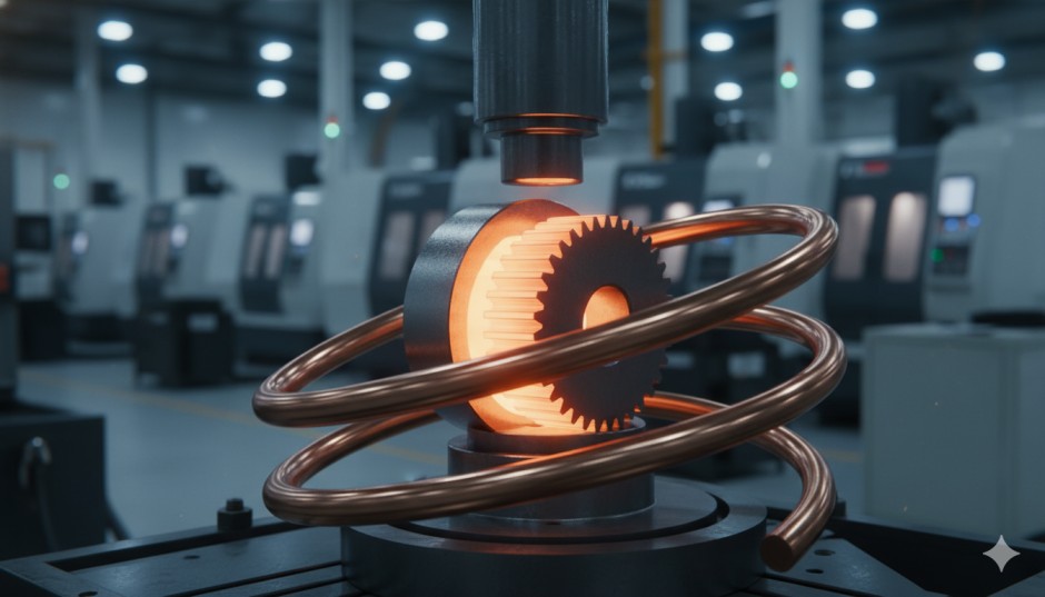 induction heating coil expanding metal gear for shrink fitting