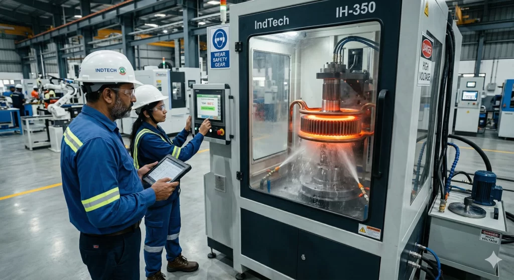 Inductwell engineers performing precision induction hardening services on industrial components in Faridabad.